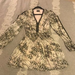 Bebe Long Sleeve Printed Dress